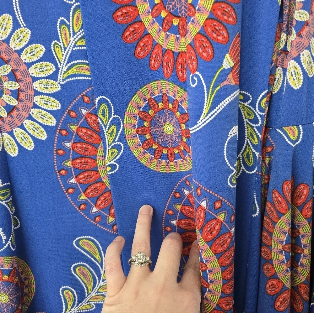 Shelby & Palmer Size 12 dress Blue Bohemian Textured dramatic bell sleeve